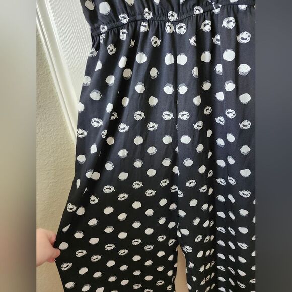 Boohoo Black & White Polka Dot Print Wrap Style Baggy Wide Leg Jumpsuit S - Picture 9 of 10